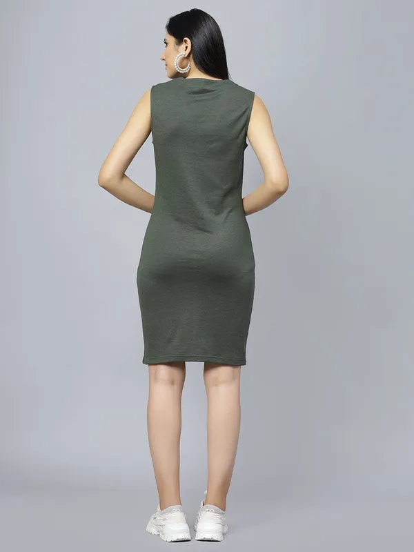Olive_Cotton_V-Neck_Sleeveless_Cotton_Sheath_Dress_For_Women