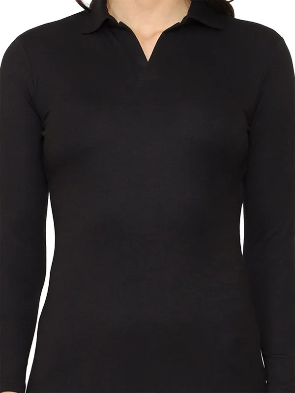 Black_Cotton_Shirt_Collar_Bodycon_Dress_For_Women