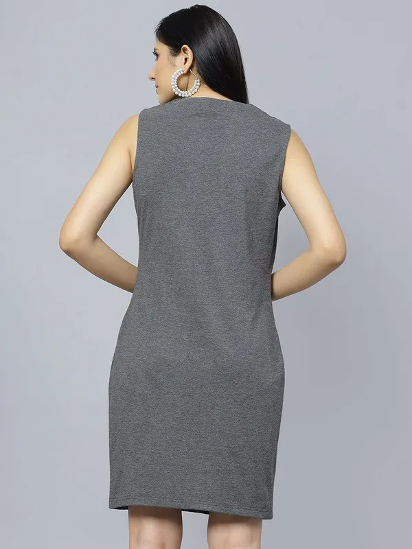 Grey_Cotton_V-Neck_Sleeveless_Cotton_Sheath_Dress_For_Women