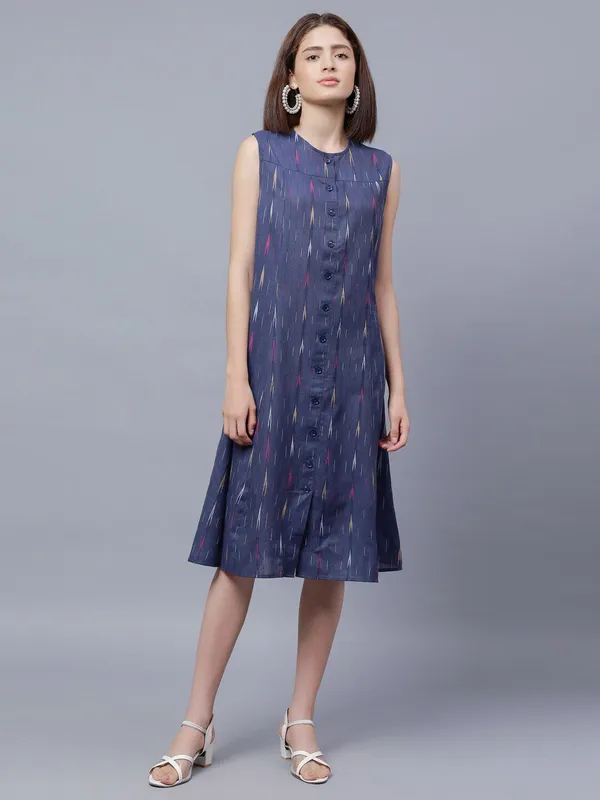 Blue_Cotton_Blue_Striped_Print_A-Line_Dress_For_Women