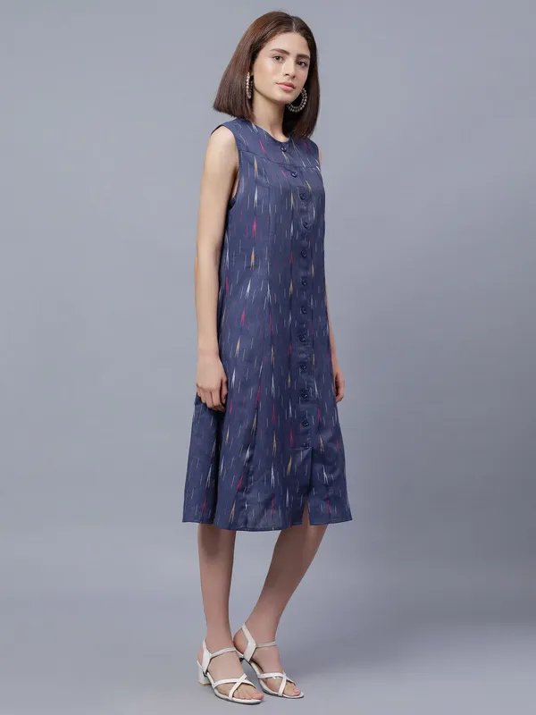 Blue_Cotton_Blue_Striped_Print_A-Line_Dress_For_Women