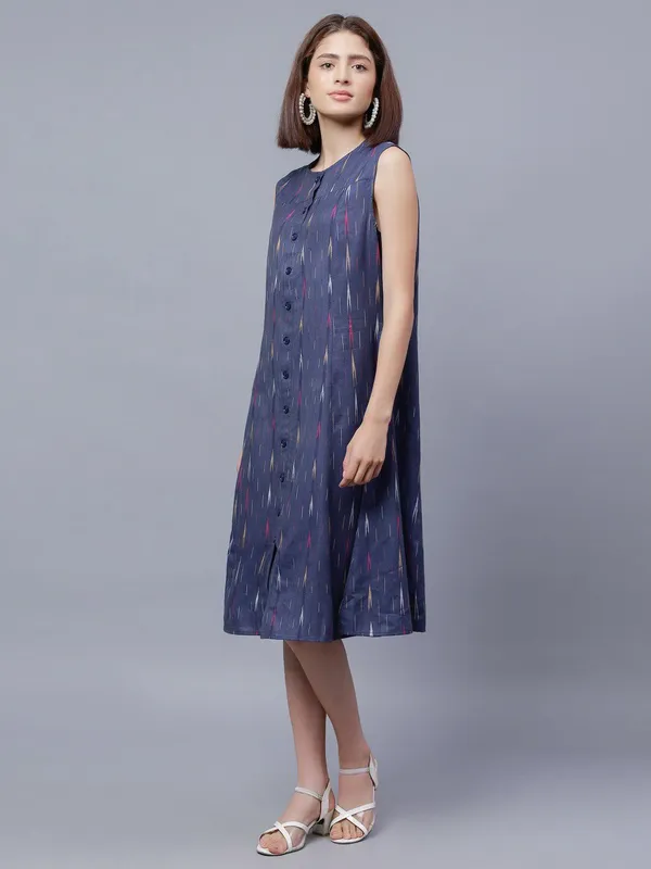 Blue_Cotton_Blue_Striped_Print_A-Line_Dress_For_Women