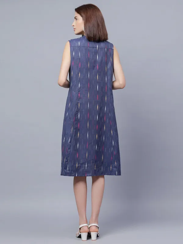 Blue_Cotton_Blue_Striped_Print_A-Line_Dress_For_Women