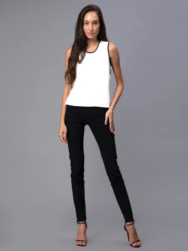 White_Cotton_Sleeveless_Cotton_Slim_Fit_T-Shirt_For_Women