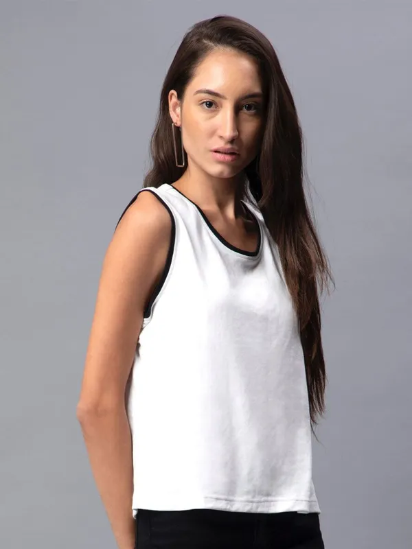 White_Cotton_Sleeveless_Cotton_Slim_Fit_T-Shirt_For_Women