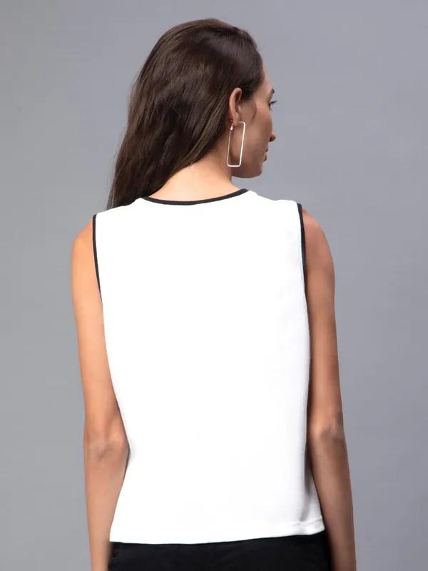 White_Cotton_Sleeveless_Cotton_Slim_Fit_T-Shirt_For_Women