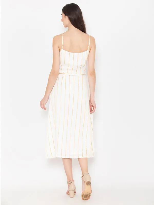 White_Cotton_Striped_A-Line_Midi_Dress_For_Women