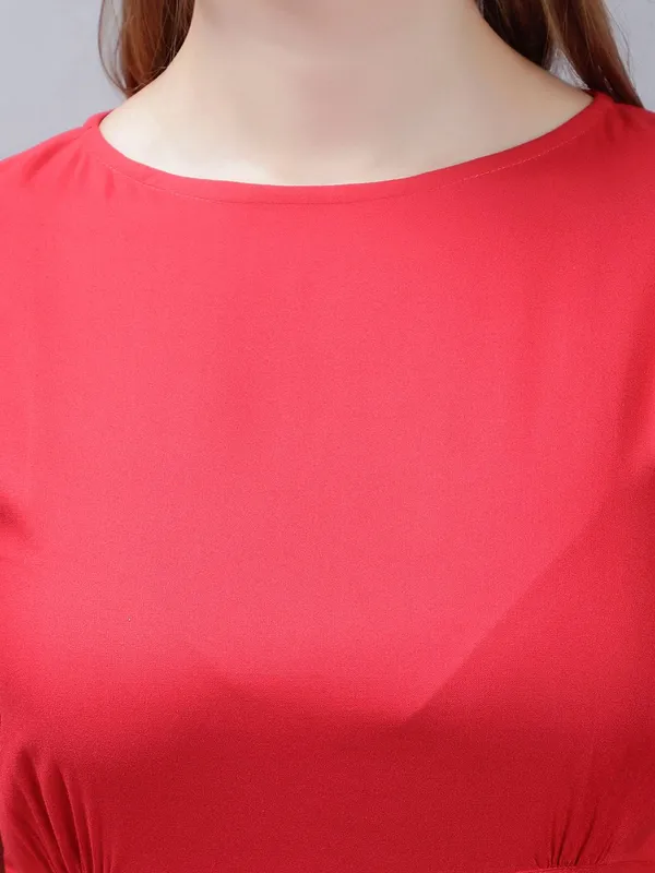 Red_Cotton_Round_Neck_A-Line_Cotton_Dress_For_Women