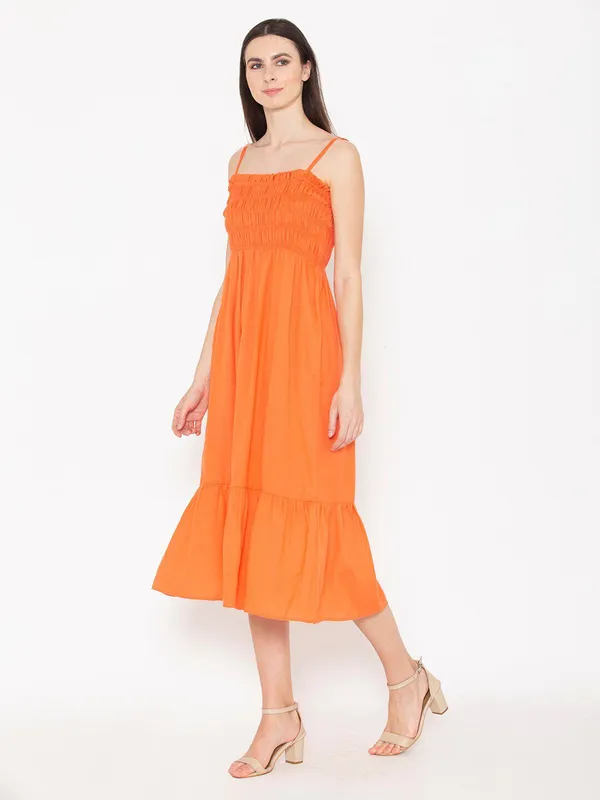 Orange_Cotton_Shoulder_Straps_Fit_&_Flare_Midi_Dress_For_Women