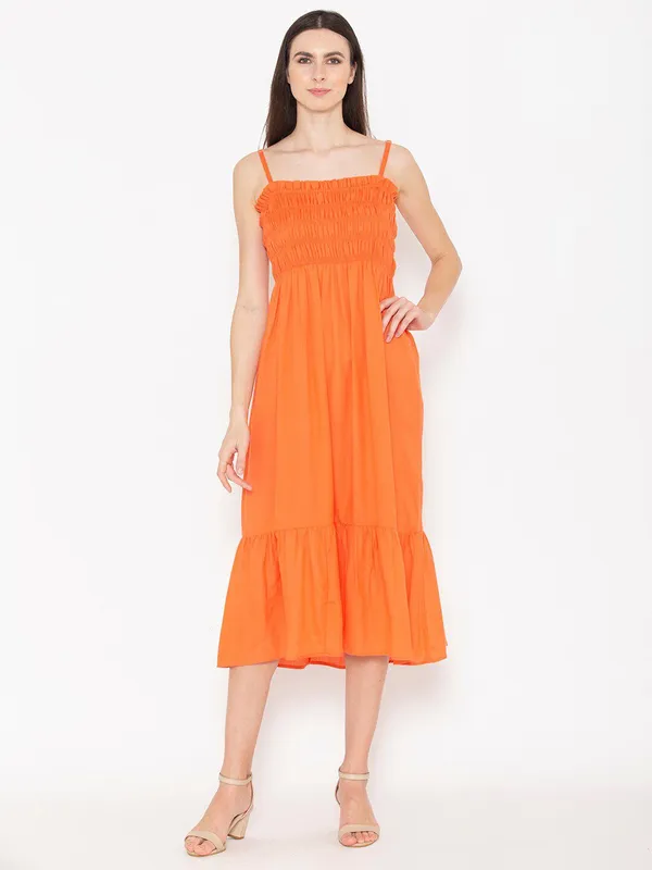 Orange_Cotton_Shoulder_Straps_Fit_&_Flare_Midi_Dress_For_Women