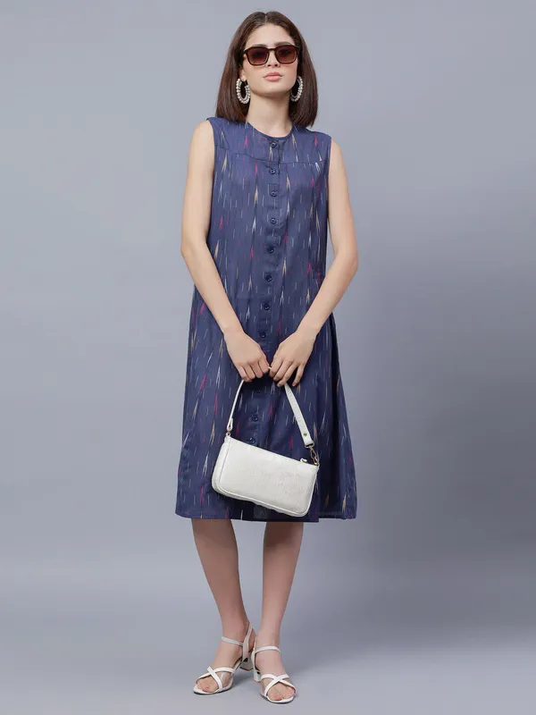 Blue_Cotton_Ethnic_Motifs_Printed_Sleeveless_Cotton_A-Line_Dress_For_Women