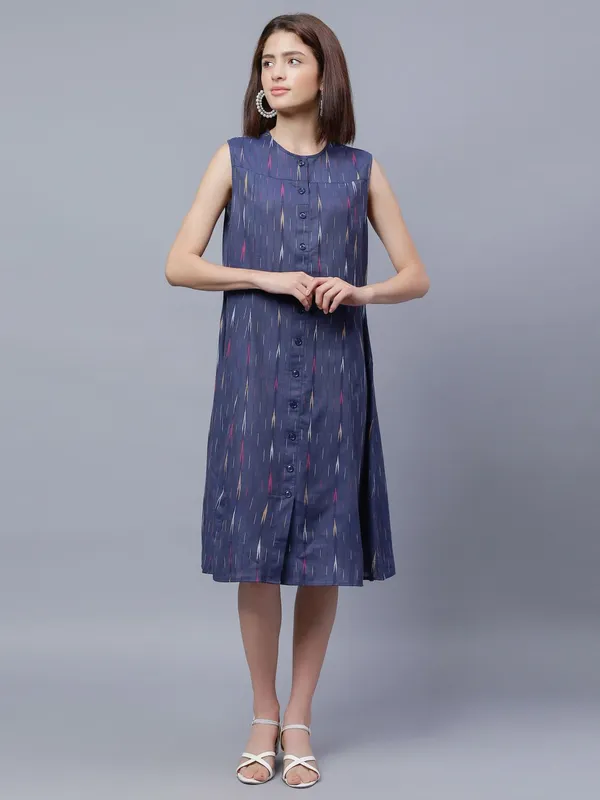 Blue_Cotton_Ethnic_Motifs_Printed_Sleeveless_Cotton_A-Line_Dress_For_Women