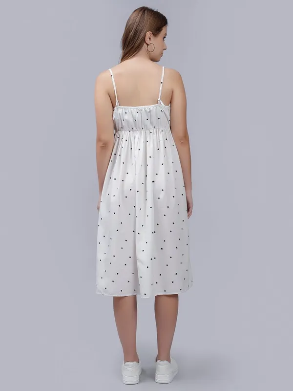 White_Cotton_Polka_Dot_Printed_Empire_Midi_Dress_For_Women