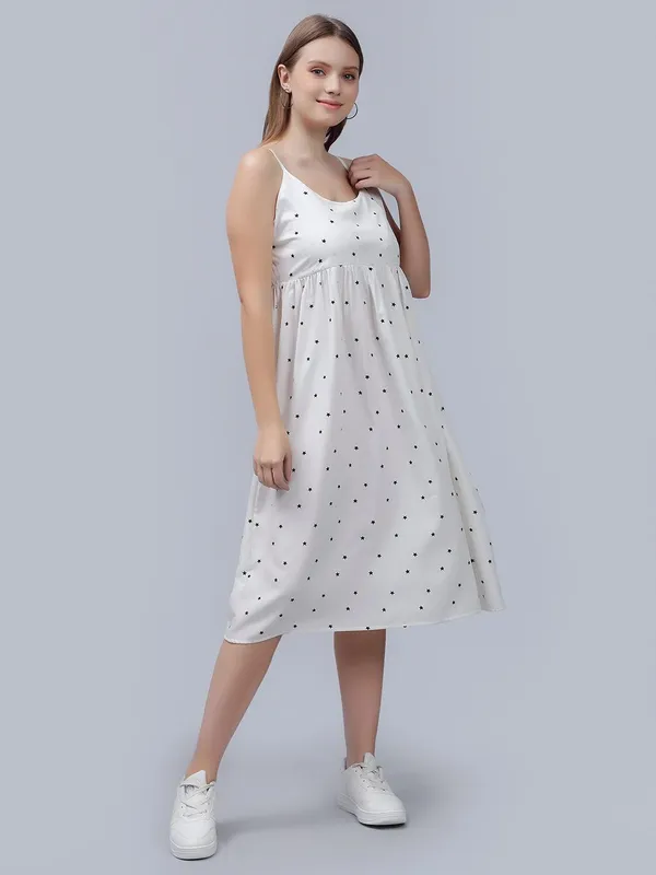 White_Cotton_Polka_Dot_Printed_Empire_Midi_Dress_For_Women