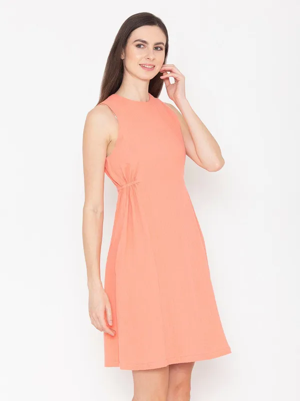 Orange_Cotton_Sleeveless_Cotton_A-Line_Dress_For_Women