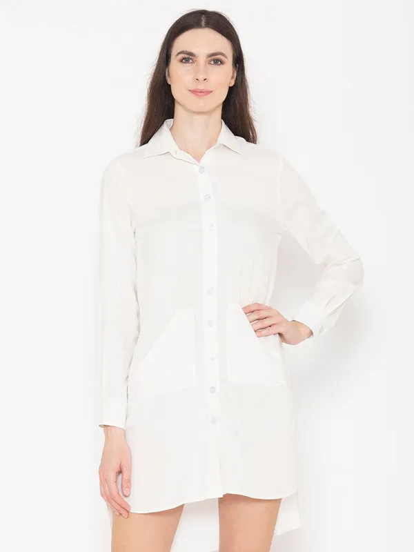 White_Cotton_Cotton_Shirt_Shape_Dress_For_Women