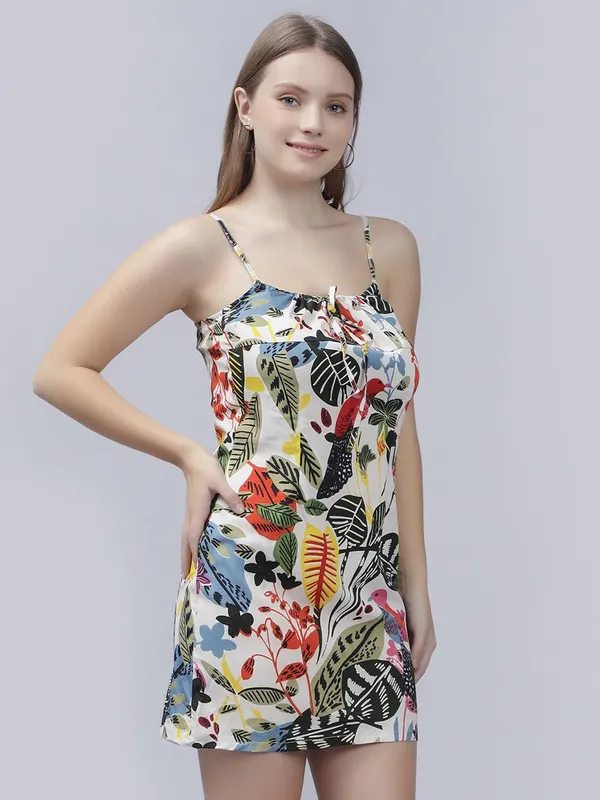 White_Cotton_Floral_Print_Sheath_Dress_For_Women