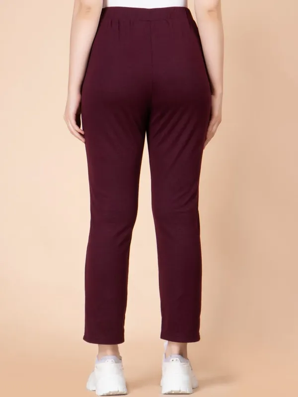 Maroon_Cotton_Women_Slim_Fit_Trousers_For_Women