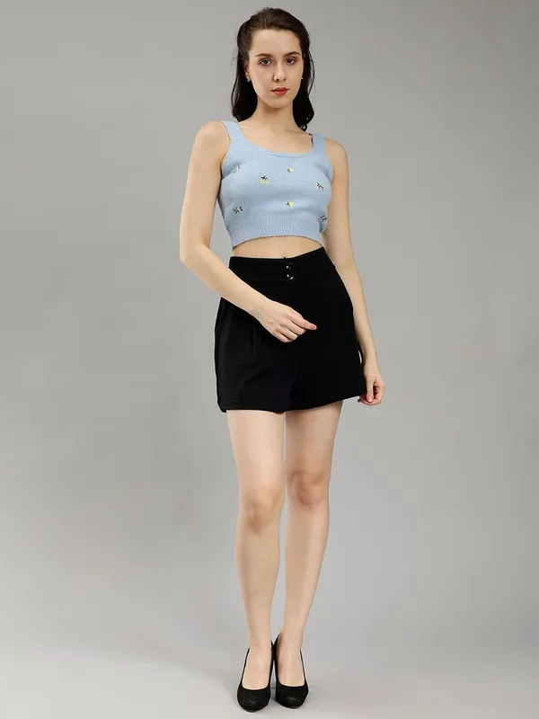 Black_Cotton_Women_High-Rise_Shorts_For_Women