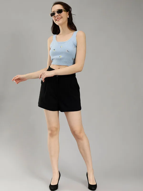 Black_Cotton_Women_High-Rise_Shorts_For_Women
