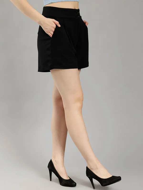 Black_Cotton_Women_High-Rise_Shorts_For_Women