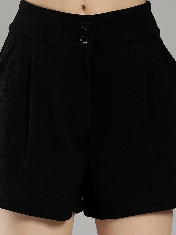 Black_Cotton_Women_High-Rise_Shorts_For_Women