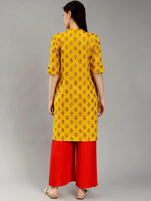 Mustard_Cotton_Ethnic_Motifs_Printed_Mandarin_Collar_Cotton_Straight_Kurta_For_Women