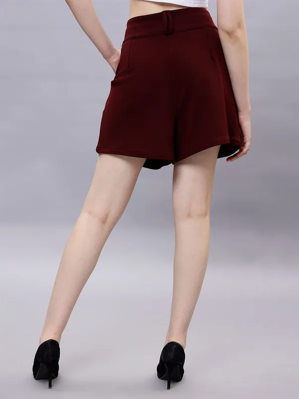 Maroon_Cotton_Women_High-Rise_Shorts_For_Women