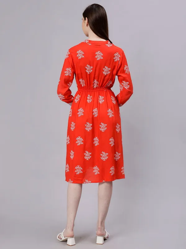 Red_Cotton_Floral_Print_Cotton_Fit_&_Flare_Dress_For_Women