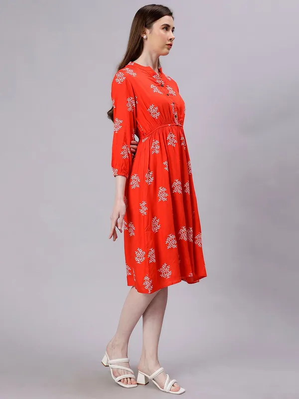 Red_Cotton_Floral_Print_Cotton_Fit_&_Flare_Dress_For_Women