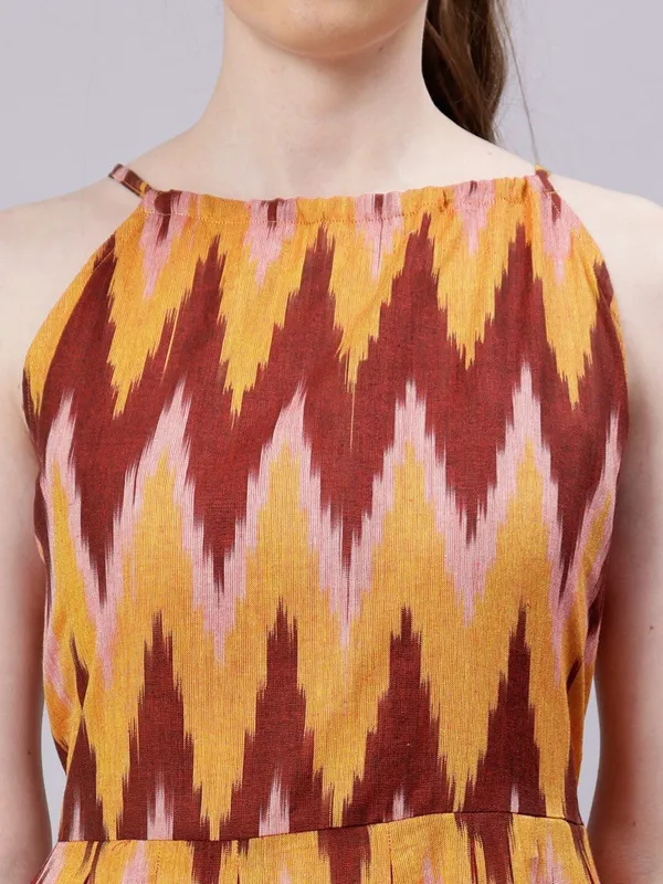 Mustard_Cotton_Printed_Round_Neck_Sleeveless_Fit_&_Flare_Cotton_Dress_For_Women