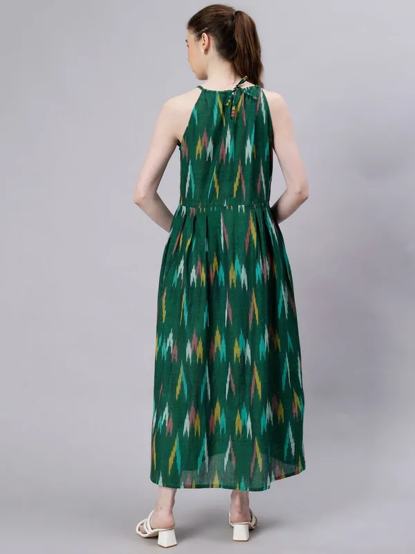 Green_Cotton_Ethnic_Motifs_Printed_Halter_Neck_Cotton_Maxi_Dress_For_Women