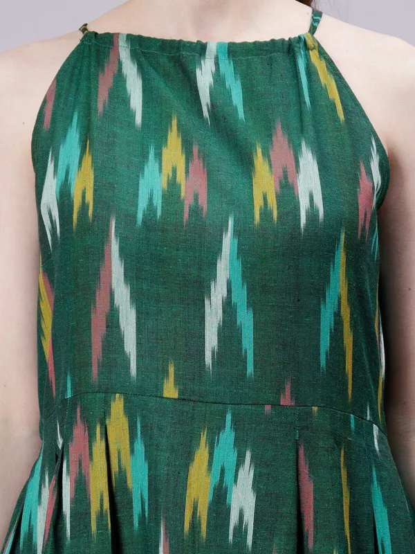 Green_Cotton_Ethnic_Motifs_Printed_Halter_Neck_Cotton_Maxi_Dress_For_Women