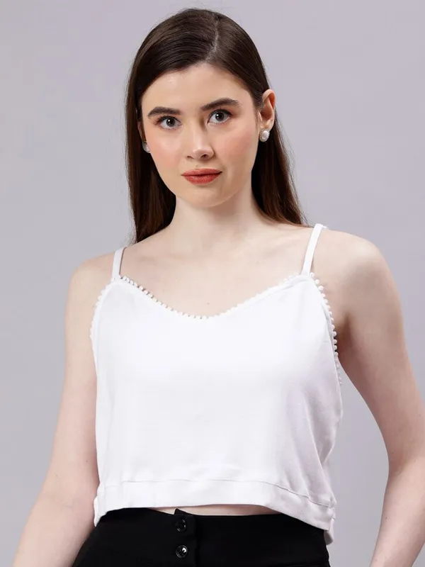 White_Cotton_Shoulder_Strap_Cotton_Crop_Top_For_Women