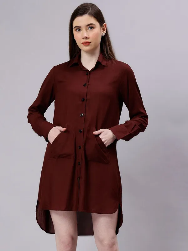 Coffee_Brown_Cotton_Women_Comfort_Slim_Fit_Opaque_Casual_Shirt_For_Women