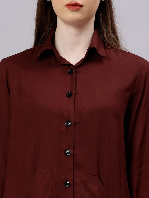 Coffee_Brown_Cotton_Women_Comfort_Slim_Fit_Opaque_Casual_Shirt_For_Women