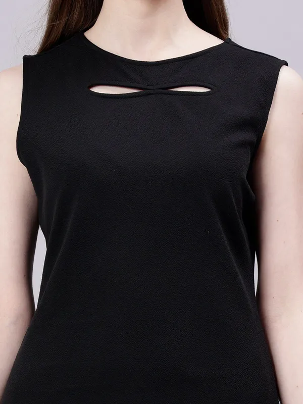 Black_Cotton_Round_Neck_Sheath_Mini_Dress_For_Women