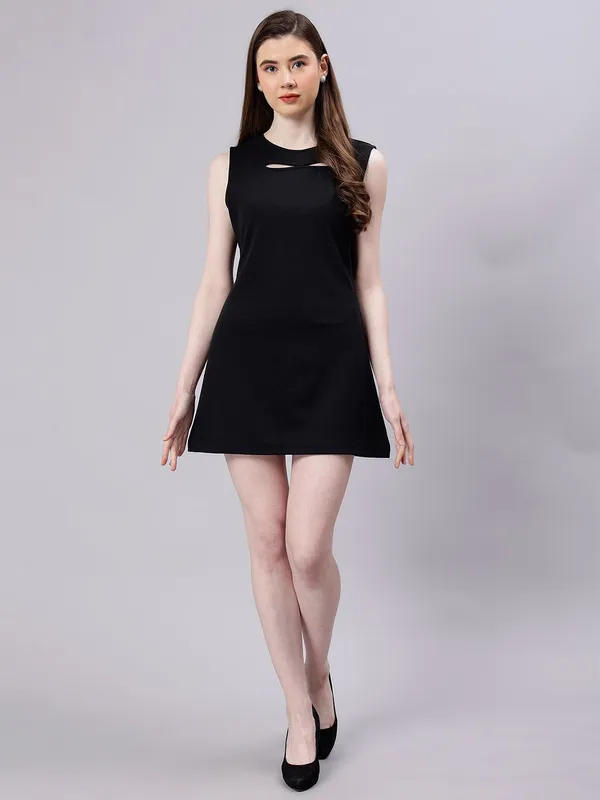 Black_Cotton_Round_Neck_Sheath_Mini_Dress_For_Women