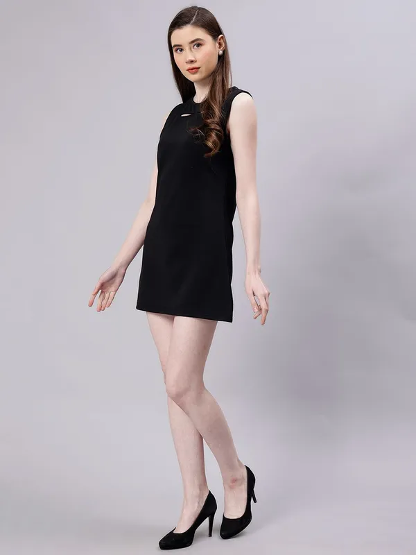 Black_Cotton_Round_Neck_Sheath_Mini_Dress_For_Women
