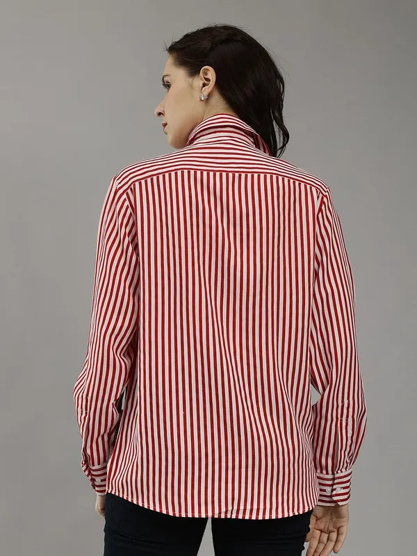 Red_Cotton_Women_Classic_Striped_Slim_Fit_Casual_Shirt_For_Women