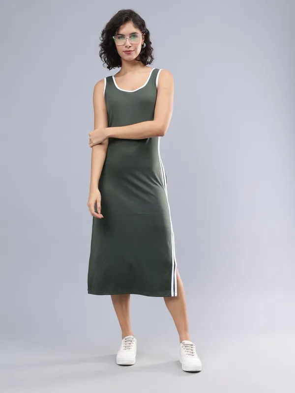 Olive_Cotton_Sleeveless_Midi_Sheath_Dress_For_Women