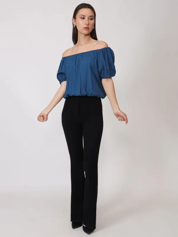 Teal_Cotton_Women_Solid_Off-Shoulder_Top_For_Women