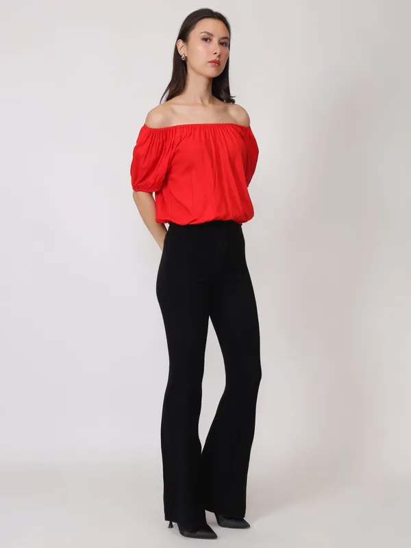 Red_Cotton_Women_Solid_Off-Shoulder_Top_For_Women