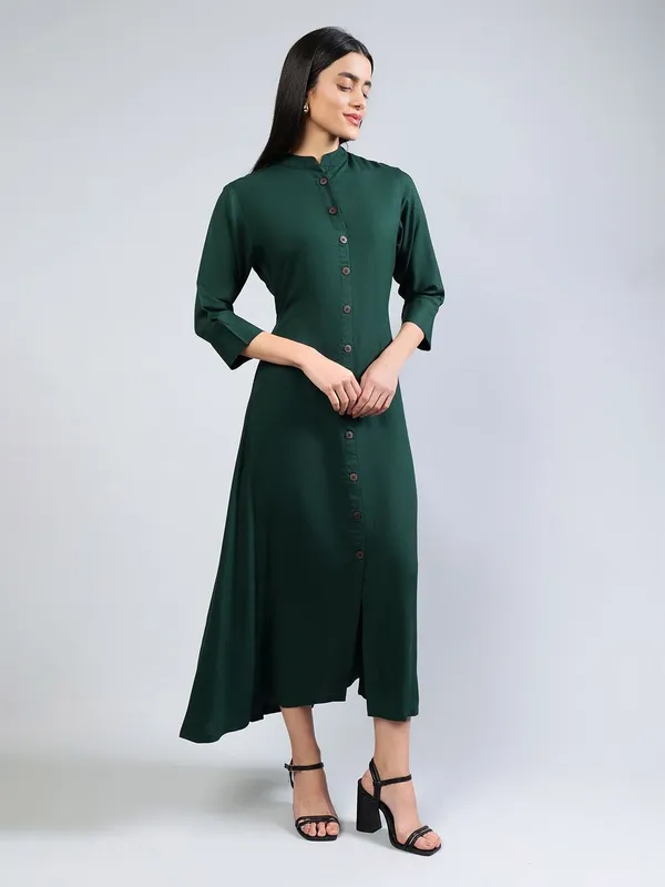 Green_Cotton_A-Line_Midi_Dress_For_Women