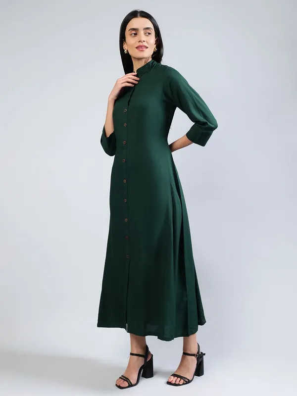 Green_Cotton_A-Line_Midi_Dress_For_Women