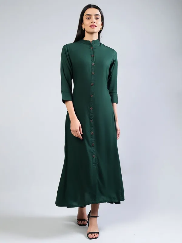 Green_Cotton_A-Line_Midi_Dress_For_Women