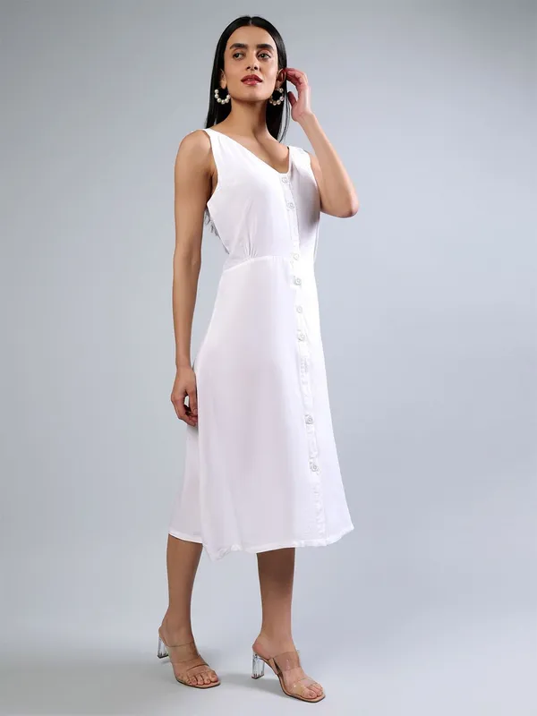 White_Cotton_Women_Cotton_V-Neck_Sleeveless_A-Line_Midi_Dress_For_Women