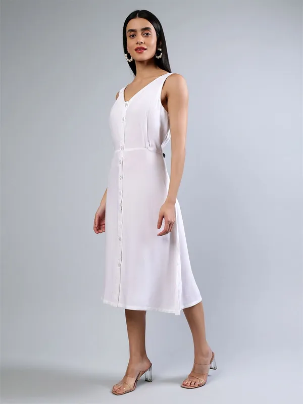 White_Cotton_Women_Cotton_V-Neck_Sleeveless_A-Line_Midi_Dress_For_Women