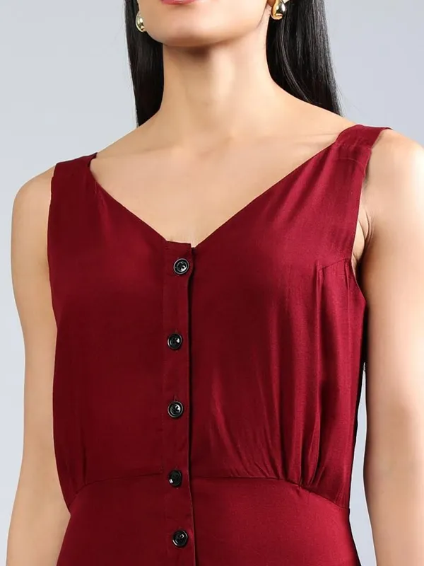 Maroon_Cotton_A-Line_Midi_Dress_For_Women
