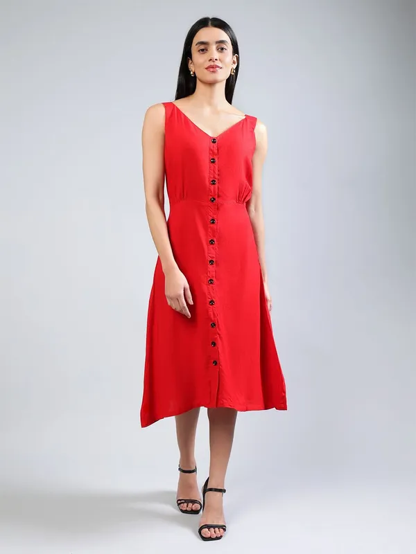 Red_Cotton_A-Line_Midi_Dress_For_Women